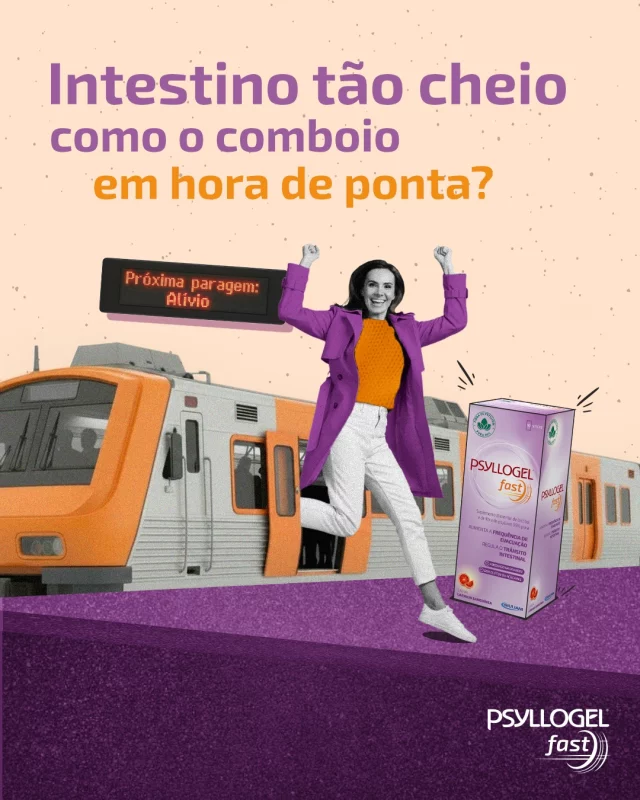Com Psyllogel Fast, a próxima paragem é mesmo o alívio: suave*, sem esforço e sem atrasos. Porque já basta o stress do dia a dia. 😅

*Devido à presença de Psyllium, que contribui para a regularidade do trânsito intestinal e para o volume e a consistência normais das fezes, e de Lactitol, que contribui para o funcionamento normal do intestino através do aumento da frequência das evacuações (o efeito benéfico é obtido com o consumo de 10 g de Lactitol (1 stick).

Os suplementos alimentares não devem ser utilizados como substitutos de um regime alimentar equilibrado e de um modo de vida saudável.
Mantenha fora da vista e do alcance das crianças. Não exceder a toma diária recomendada.