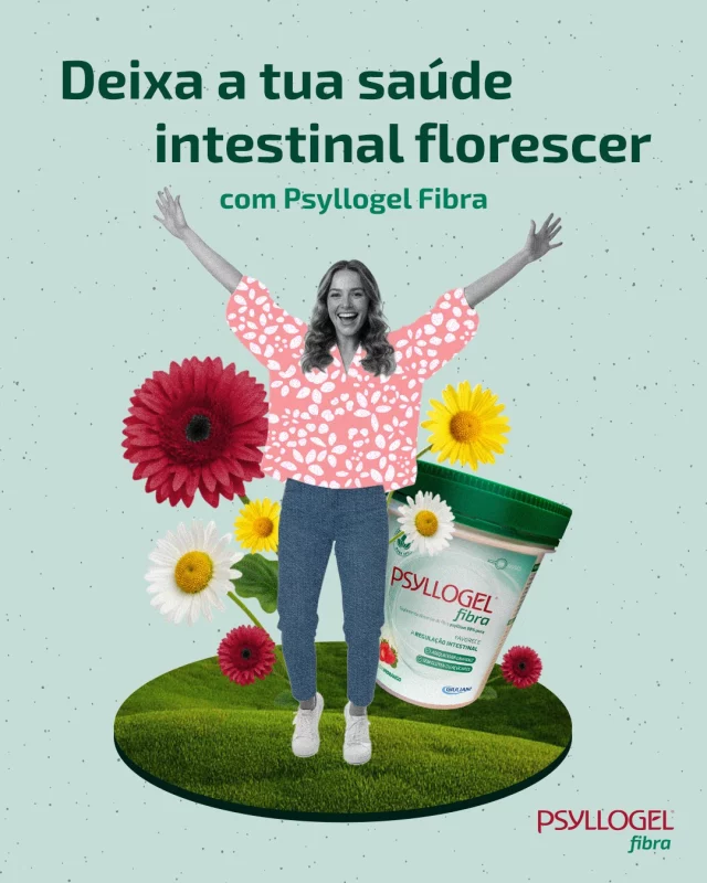 Quando cuidas da tua flora intestinal e desfrutas da leveza de um trânsito regular, é natural que floresças por dentro e por fora. Descobre Psyllogel Fibra numa farmácia ou parafarmácia perto de ti!

Os suplementos alimentares não devem ser utilizados como substitutos de um regime alimentar equilibrado e de um modo de vida saudável.
Mantenha fora da vista e do alcance das crianças. Não exceder a toma diária recomendada. Tome pelo menos duas horas antes ou duas horas após a toma de medicamentos